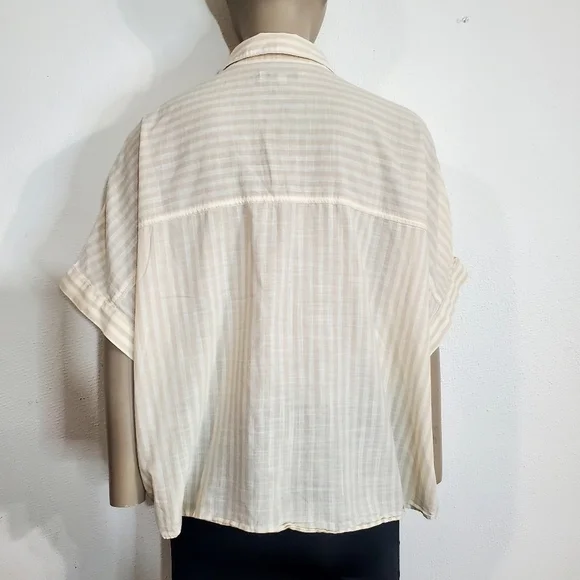 Madewell white- Beige button down short sleeve white shirt Size XL Cotton - Picture 10 of 11